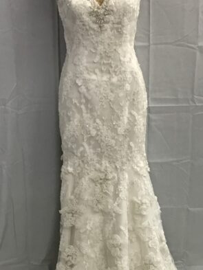 Rapsody Women Bridal Gown White Lace Beaded Gown Size 10