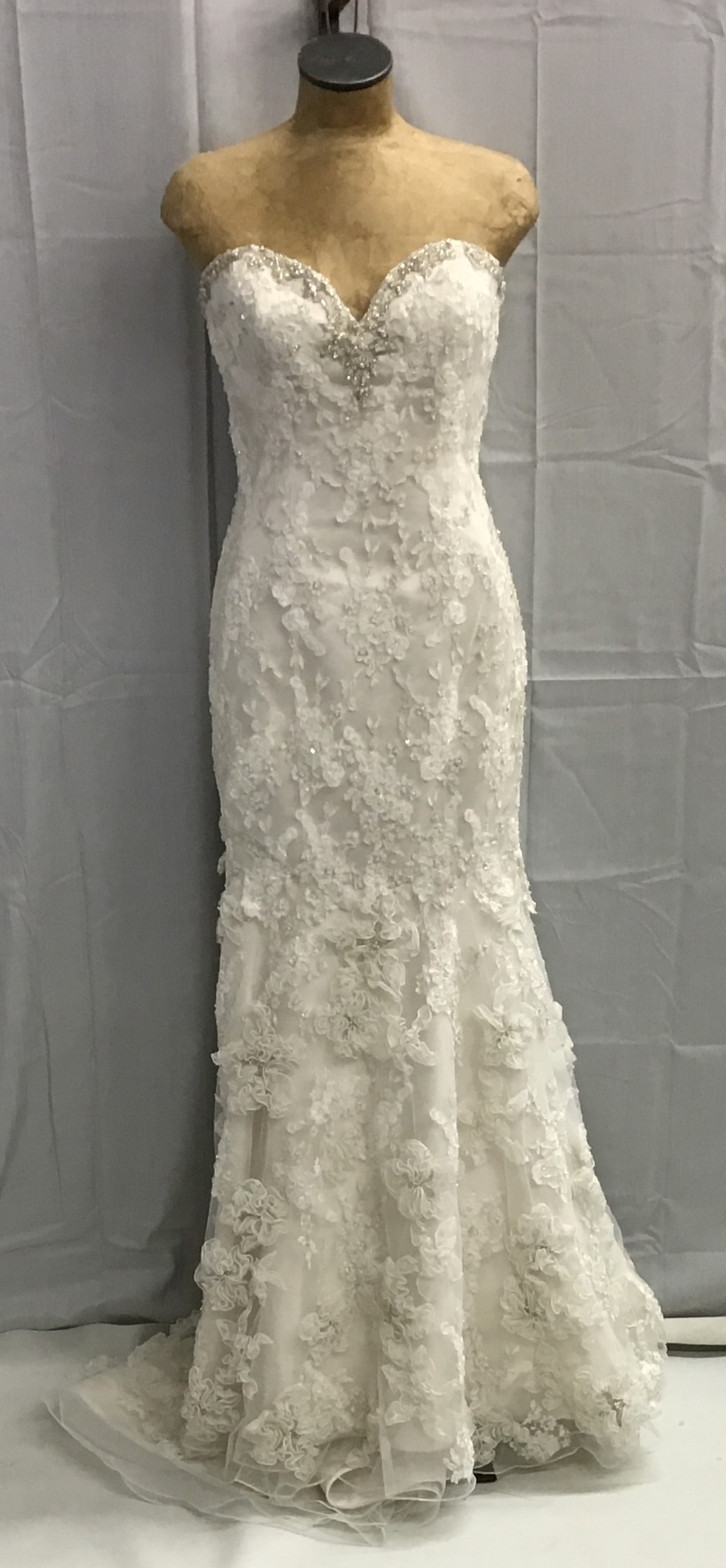 Rapsody Women Bridal Gown White Lace Beaded Gown Size 10