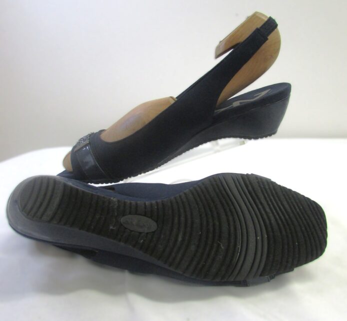Anne Klein Sport Women Navy Blue Wedge Open Toe Sandal Size 11 - Image 4