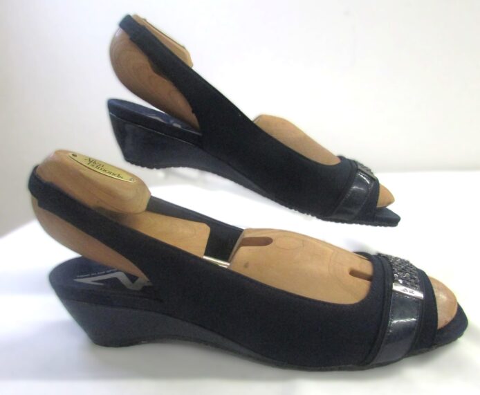 Anne Klein Sport Women Navy Blue Wedge Open Toe Sandal Size 11 - Image 5