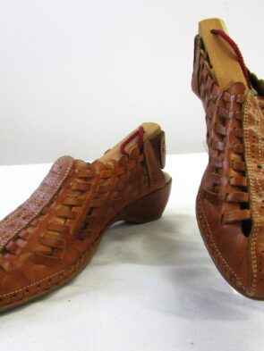 Pikolino's Women Tan Leather Basket Woven Slingback Shoe Size 39