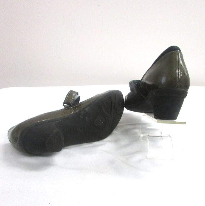 NAOT Olive Green Patent Leather Baby Doll Block Heel Size 10 - Image 5