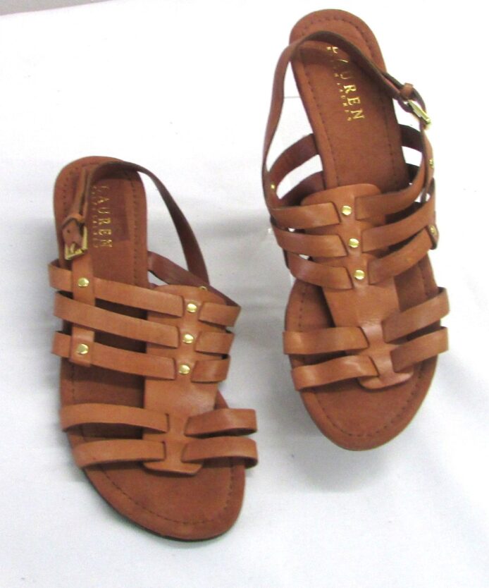 Lauren by Ralph Lauren Brown Women's Lucetta Wedge Sandals Size 9