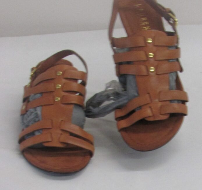 Lauren by Ralph Lauren Brown Women's Lucetta Wedge Sandals Size 9 - Image 2
