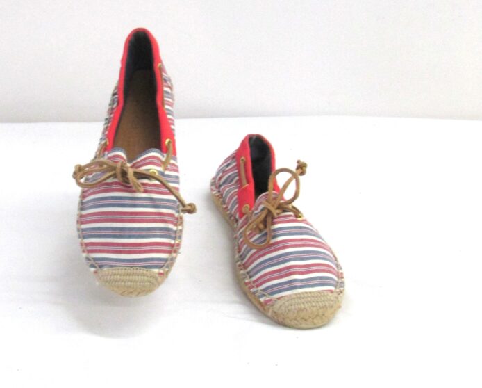 Sperry Top Sider Slip-On Flats, Multi-color Stripes w Leather Lace, Boat Shoes  Size 8.5 - Image 3