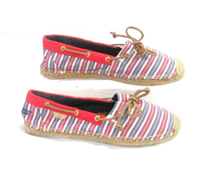 Sperry Top Sider Slip-On Flats, Multi-color Stripes w Leather Lace, Boat Shoes  Size 8.5 - Image 7