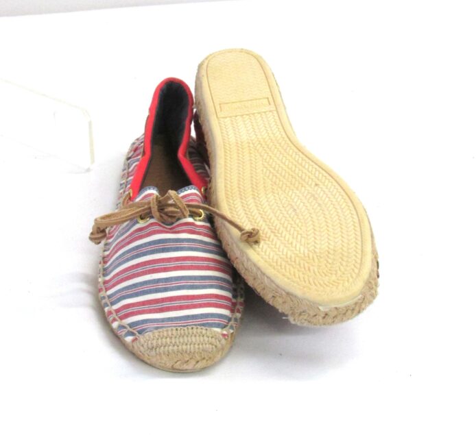 Sperry Top Sider Slip-On Flats, Multi-color Stripes w Leather Lace, Boat Shoes  Size 8.5 - Image 8