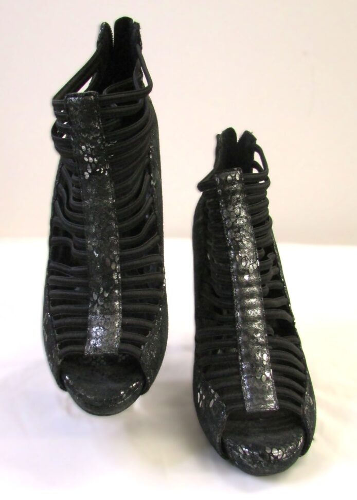 BCBGeneration Women's Black Strappy Open Toe Heels Size 7 - Image 2