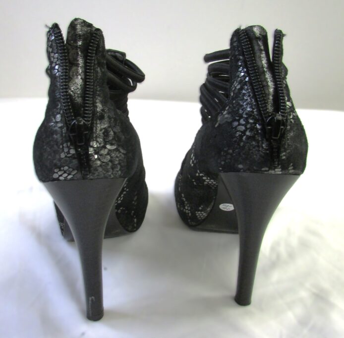 BCBGeneration Women's Black Strappy Open Toe Heels Size 7 - Image 3