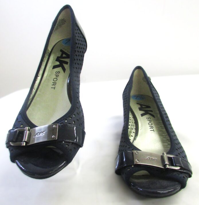 Anne Klein Sport Women Navy Blue Wedge Open Toe Shoe Size 7.5 - Image 2