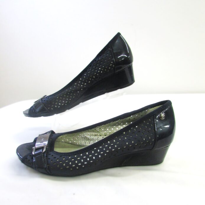Anne Klein Sport Women Navy Blue Wedge Open Toe Shoe Size 7.5 - Image 3