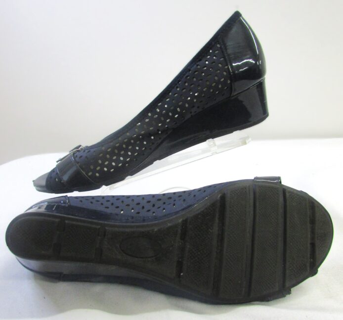 Anne Klein Sport Women Navy Blue Wedge Open Toe Shoe Size 7.5 - Image 4