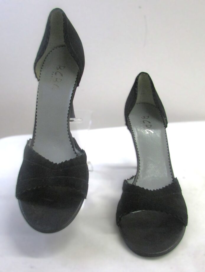 BCBG Women's Black Suede Slip-on Open toe Heels Size 8 - Image 2