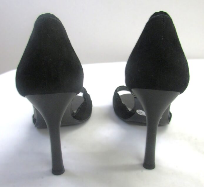 BCBG Women's Black Suede Slip-on Open toe Heels Size 8 - Image 5