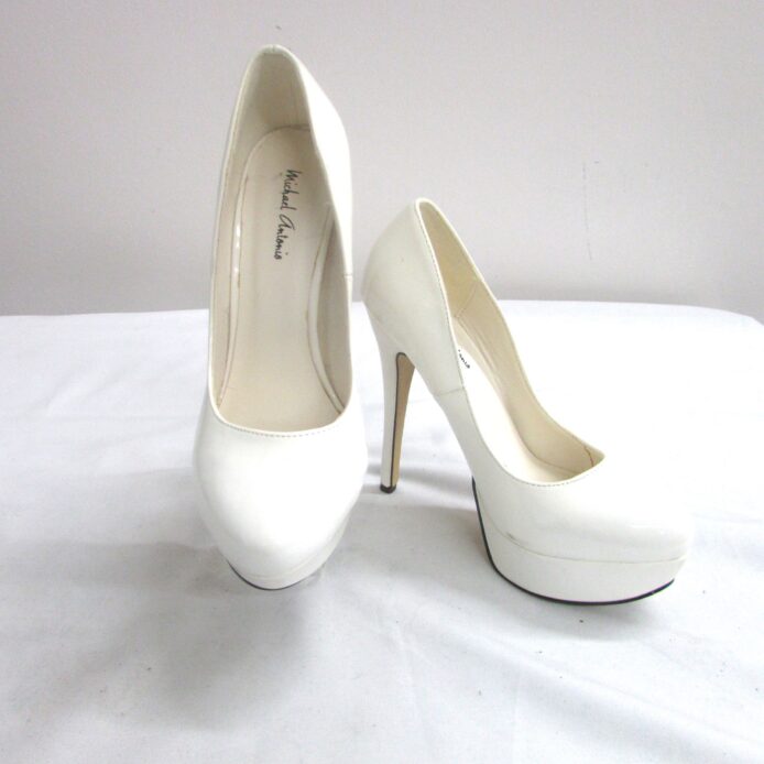 Michael Antonio White Patent Leather Platform Slim Heel Size 6.5