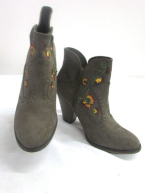 MIA Olive Green Floral Embroidered Ankle Boot Size 9.5