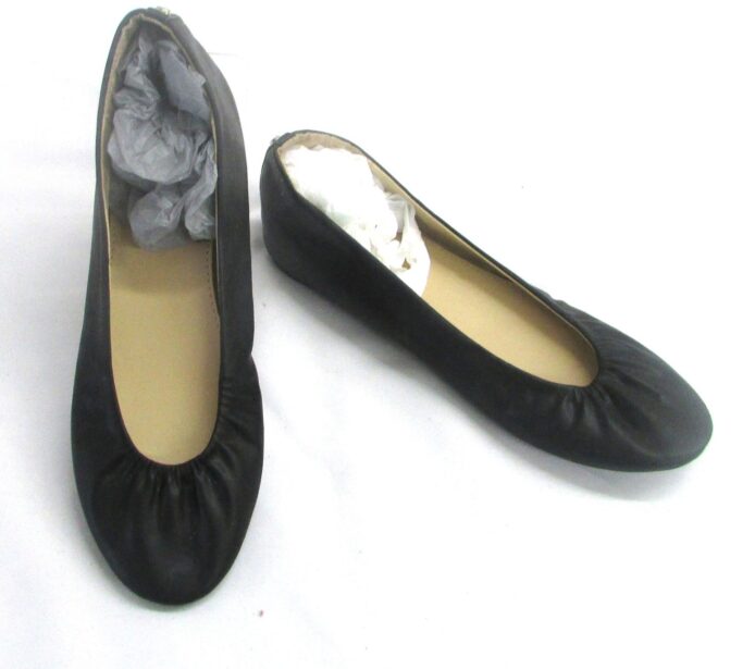 New York and Company Women's Black Faux Leather Slip-On Flats Size 10