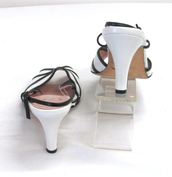 Amalfi Women Vintage Shoes Exclusively for Nordstrom, White/Black Peeptoe, Slingback Heels Size 8.5 - Image 4