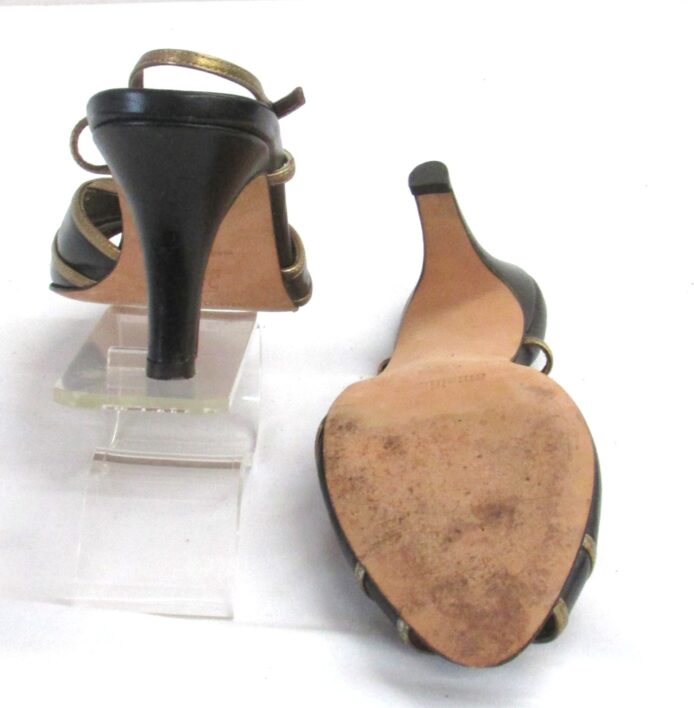 Amalfi Women Vintage Shoes Exclusively for Nordstrom, Brown/Gold Peeptoe, Slingback Heels Size 9 - Image 5