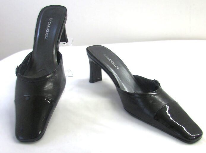 Enzo Angiolini Women's Black Patent Leather Slip-on Mules Size 10