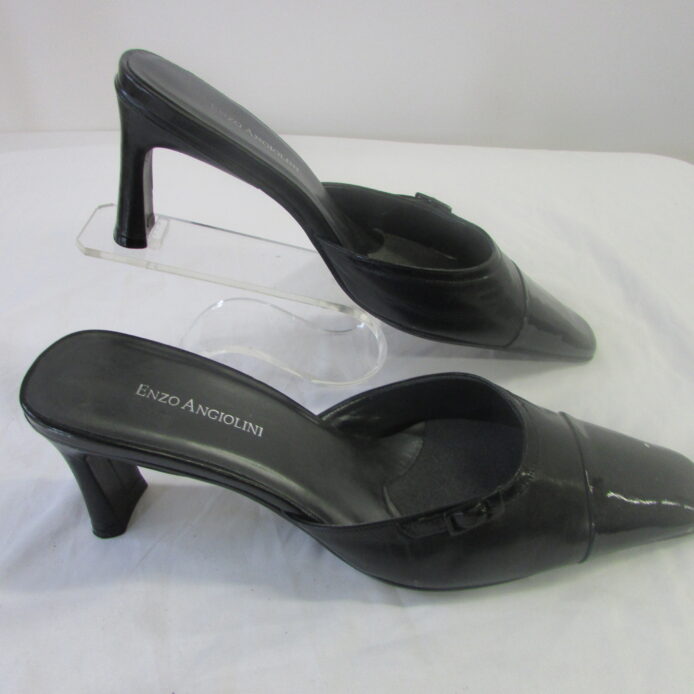 Enzo Angiolini Women's Black Patent Leather Slip-on Mules Size 10 - Image 3