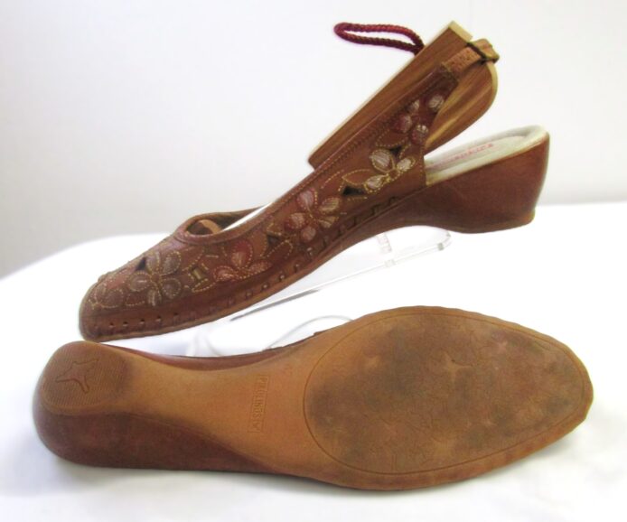 Pikolino's Women's Tan Floral Leather Slingback Sandal Size 42 - Image 5