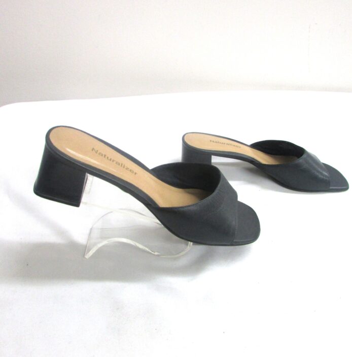 Naturalizer Navy Blue Leather Slip-on Mules Size 10 - Image 3