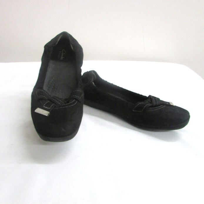 Clarks Artisan Black Suede Slip-on Comfort Shoe Size 9.5