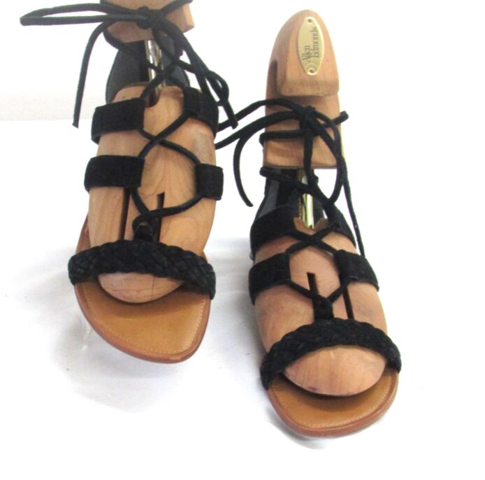 Sarto Franco Sarto Women Black Strappy Suede Sandal, Lace Up w Zipper Back Size 6.5 - Image 2