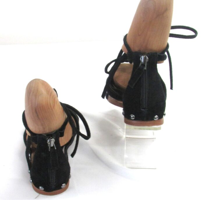 Sarto Franco Sarto Women Black Strappy Suede Sandal, Lace Up w Zipper Back Size 6.5 - Image 4