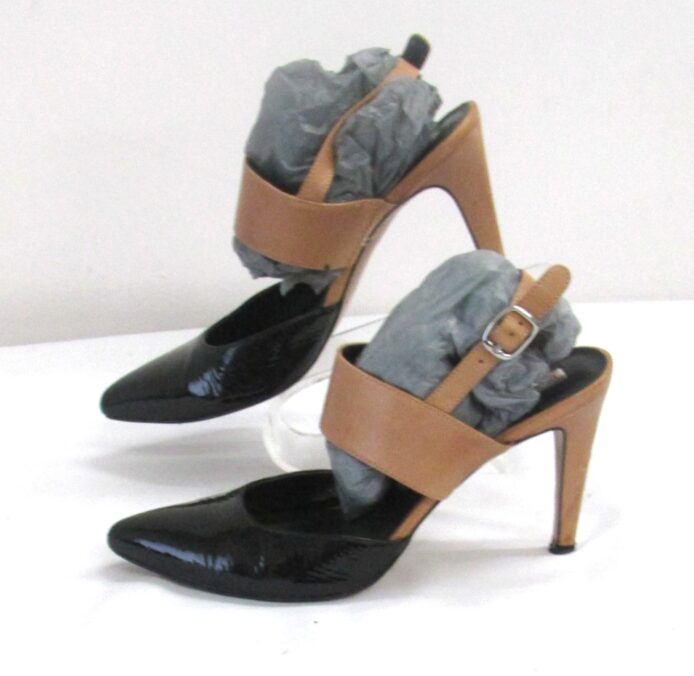Halogen Women's Black and Tan Leather Heels Size 7 - Image 3