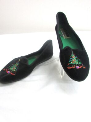 Jessica Stevens Vintage Black Velvet Holiday Slip-on Flats Size 7