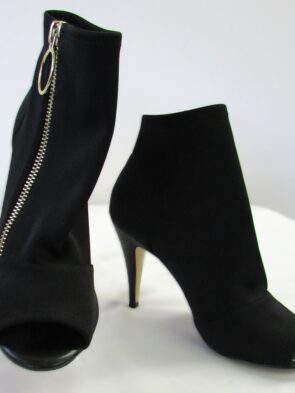 Karen Millen Black Peep-toe Stretch Ankle Boot Size 9