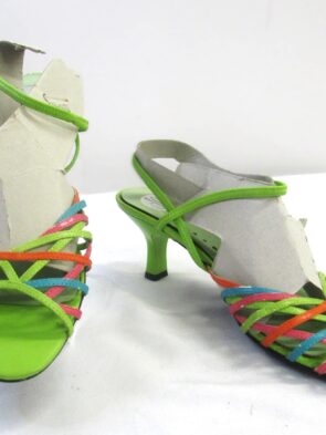 Donna Lawrence Women's Lime Green Multi-Color Strappy Heels Size 8.5