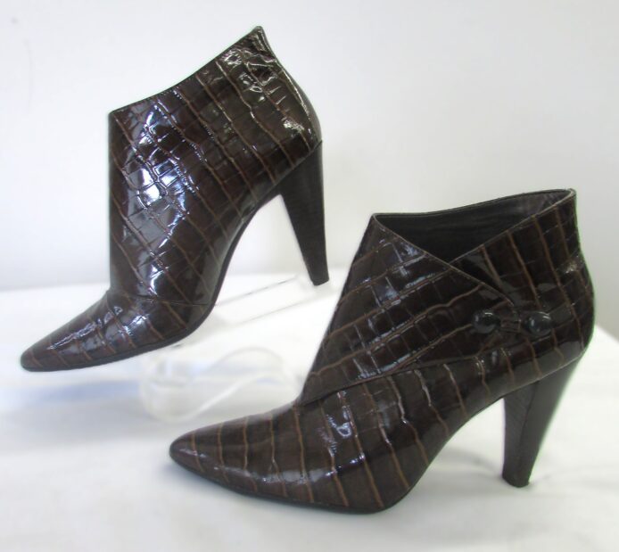 Via Spiga Brown Patent Leather Ankle Boots Size 7 - Image 3