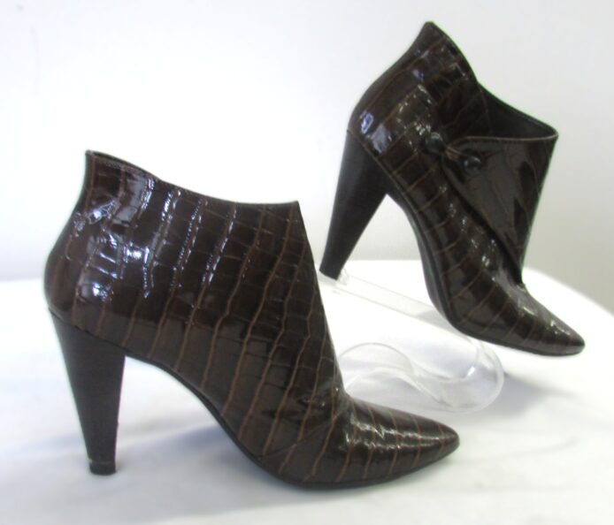 Via Spiga Brown Patent Leather Ankle Boots Size 7 - Image 4