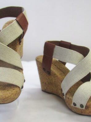 Lucky Brand Women's Tan Cork Wedge Strappy Sandal Size 7