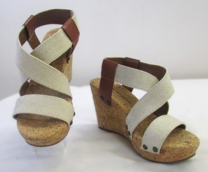 Lucky Brand Women's Tan Cork Wedge Strappy Sandal Size 7