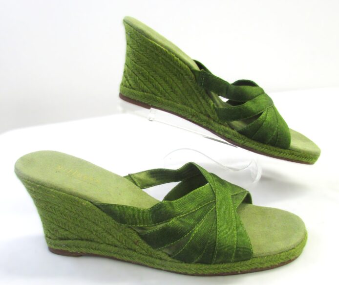 Liz Claiborne Villager Women's Green Slip-On Strappy Wedge Heel Size 7.5 - Image 5