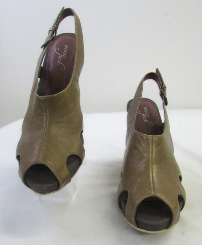 Emma Pink Women's Taupe Genuine Leather Wedge Sandal Size 8.5 - Image 2