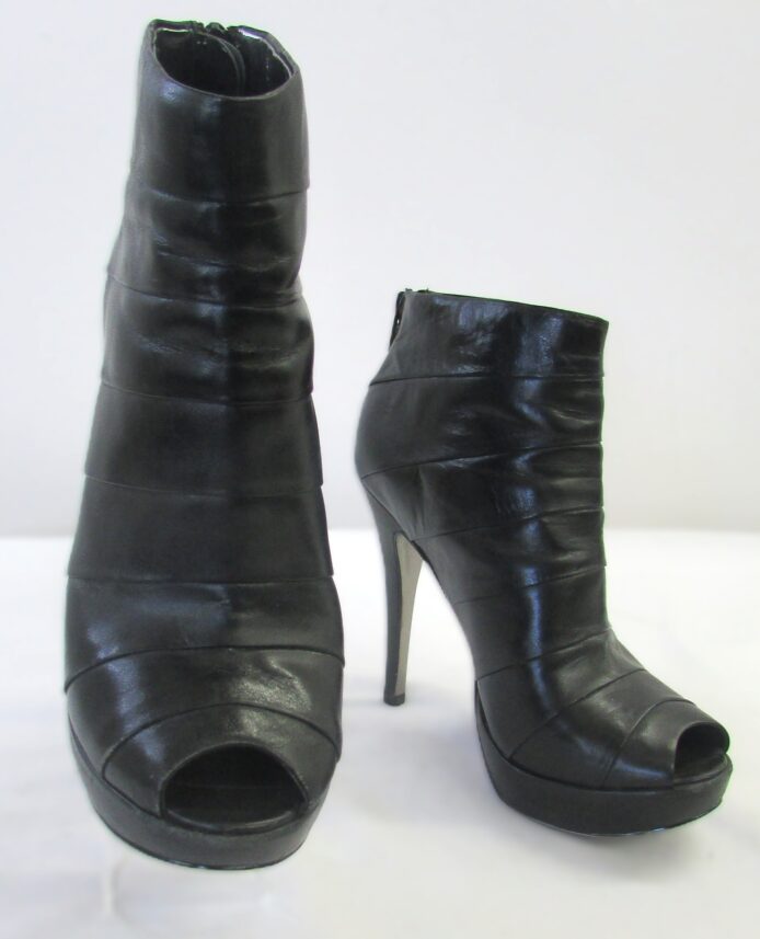 Charles by Charles David Black Leather Peep-toe Ankle Boots Size 6.5