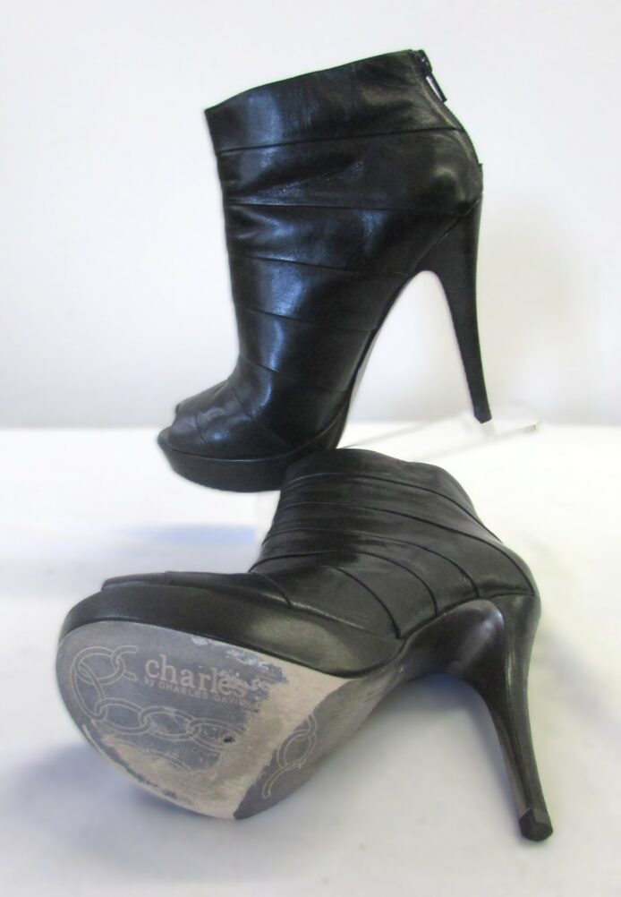 Charles by Charles David Black Leather Peep-toe Ankle Boots Size 6.5 - Image 5