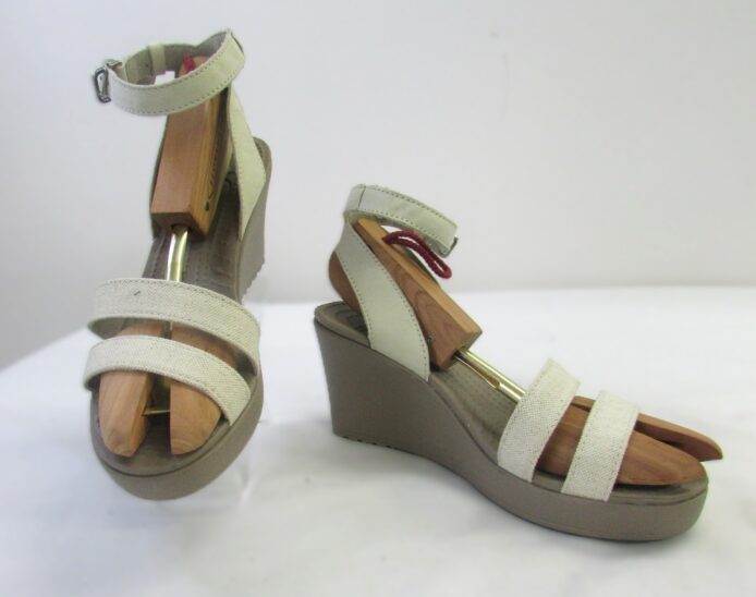 Crocs Women's Nude Strappy Wedge Sandal Size 8