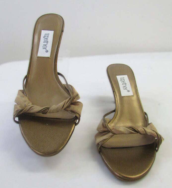 Together Women's Leather Bronze Slip-On Mules Heel Size 7 - Image 2