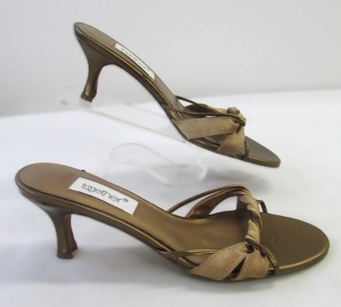 Together Women's Leather Bronze Slip-On Mules Heel Size 7 - Image 4