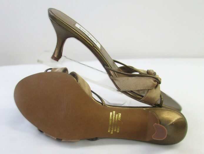 Together Women's Leather Bronze Slip-On Mules Heel Size 7 - Image 5
