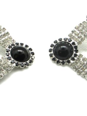 Dressy Rhinestones, Black Rhinestones & Gemstone Cushion Clip-On Earrings