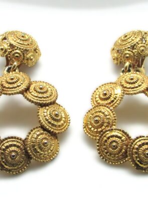Vintage Signed Antique RJ Graziano Gold Tone Dangle/Drop Clip On Earrings