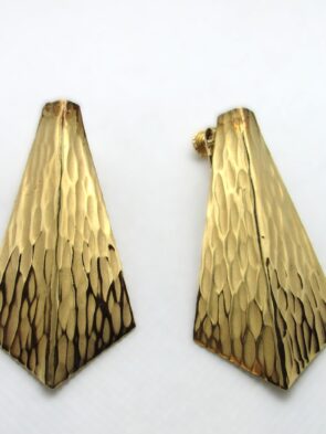 Vintage Signed Napier Gold Tone Textured Drop/Dangle Clip On Earrings