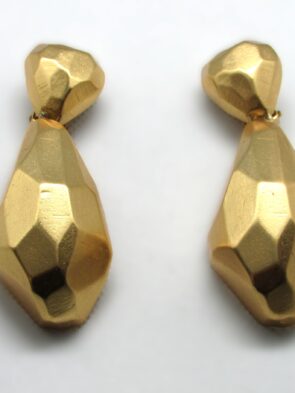Vintage Signed Antique RJ Graziano Gold Tone Dangle/Drop Clip On Earrings